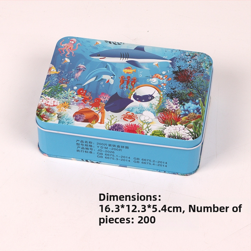 Puzzle de avion din lemn într-o cutie metalică; personalizare disponibilă (logo); potrivit pentru copii cu vârste între 4 și 6 ani