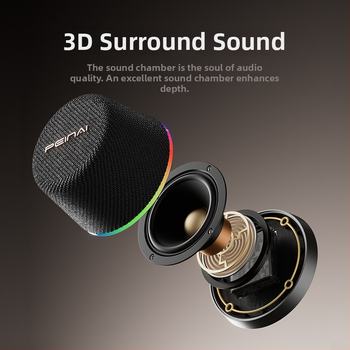 Difuzor Bluetooth magnetic - IPX6 rezistent la apă, BT 5.3, Sunet 360° Surround, 5W, Baterie încorporată