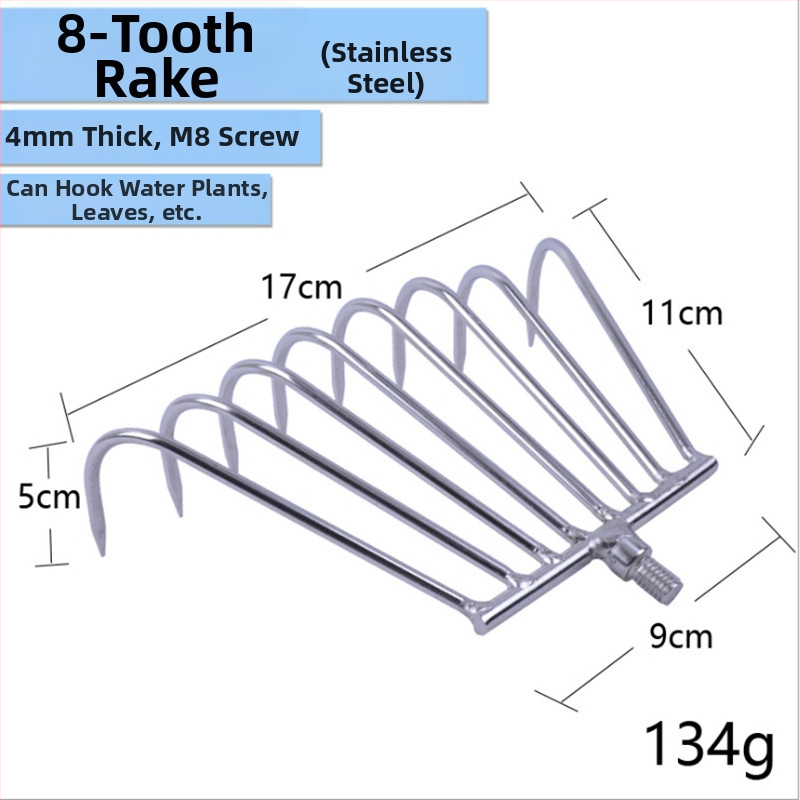 Racla de pescuit din oțel inoxidabil, telescopic pentru curățarea plantelor acvatice, 3–5 secțiuni, lungime reglabilă, greutate 1–4 jin