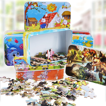 Fa repülőgép-puzzle 100 darabos, fémdobozban, 4–6 éveseknek, testreszabható dizájn