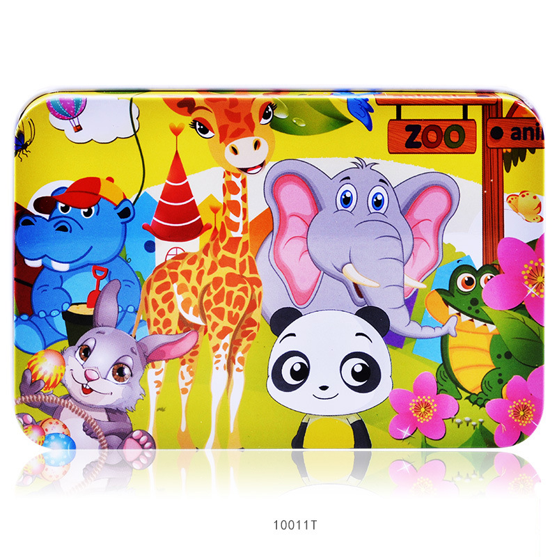 Fa repülőgép-puzzle 100 darabos, fémdobozban, 4–6 éveseknek, testreszabható dizájn