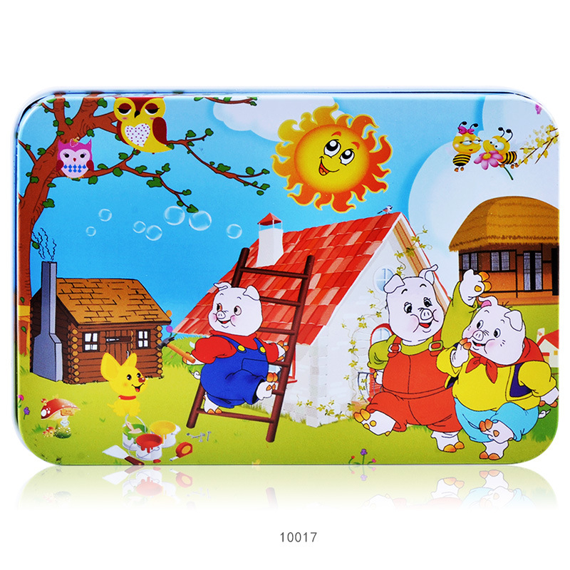 Fa repülőgép-puzzle 100 darabos, fémdobozban, 4–6 éveseknek, testreszabható dizájn