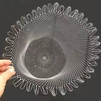 Horgász merítőháló, kézzel készített nylon háló 1 cm szemmel, mélyített kivitel, horogellenes