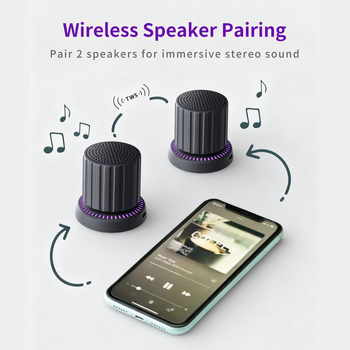 Mini Bluetooth hangszóró RGB világítással, 3W, beépített akkumulátor, Bluetooth 5.3, IPX5 vízálló