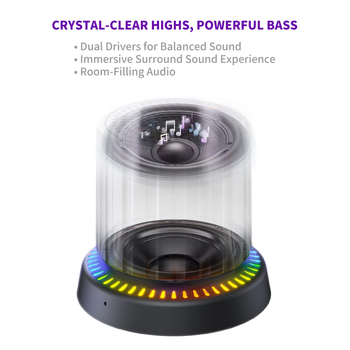 Mini Bluetooth hangszóró RGB világítással, 3W, beépített akkumulátor, Bluetooth 5.3, IPX5 vízálló