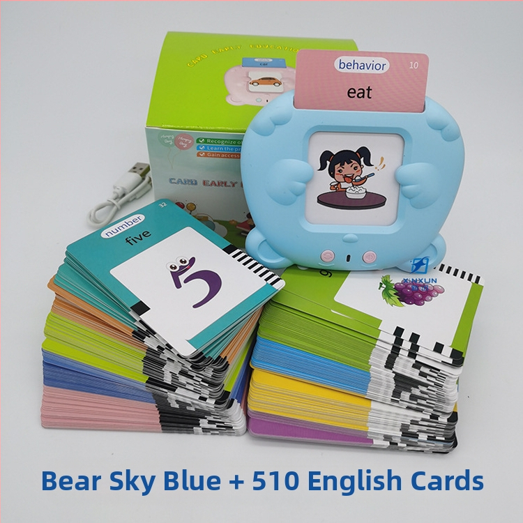 Jucărie educațională de învățare pentru copii, cititor de carduri bilingv cu cântece și poezii, baterie Li-ion reîncărcabilă, memorie până la 1GB