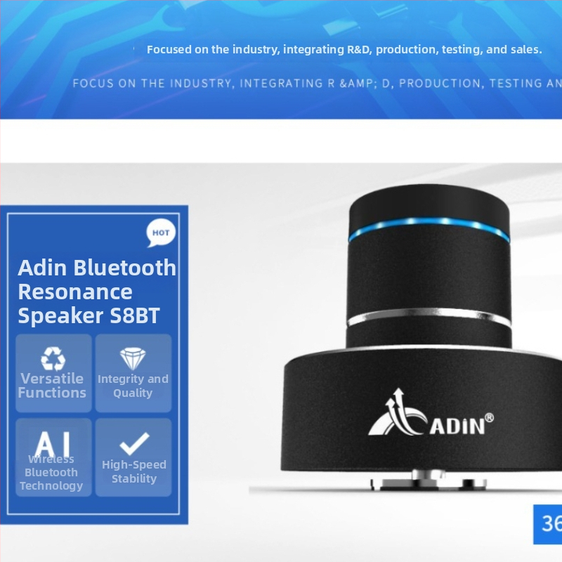 Difuzor Bluetooth Adin, Bluetooth 5.0, bandă de frecvență 30 Hz–15 kHz, SNR ≥75 dB, baterie încorporată 1000–1200 mAh, rază de acțiune 10 m