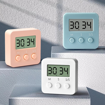 Cronometru electronic cu alarmă - dreptunghiular, alimentat cu baterii, ecran LED, carcasă din plastic, pentru studiu, birou și bucătărie