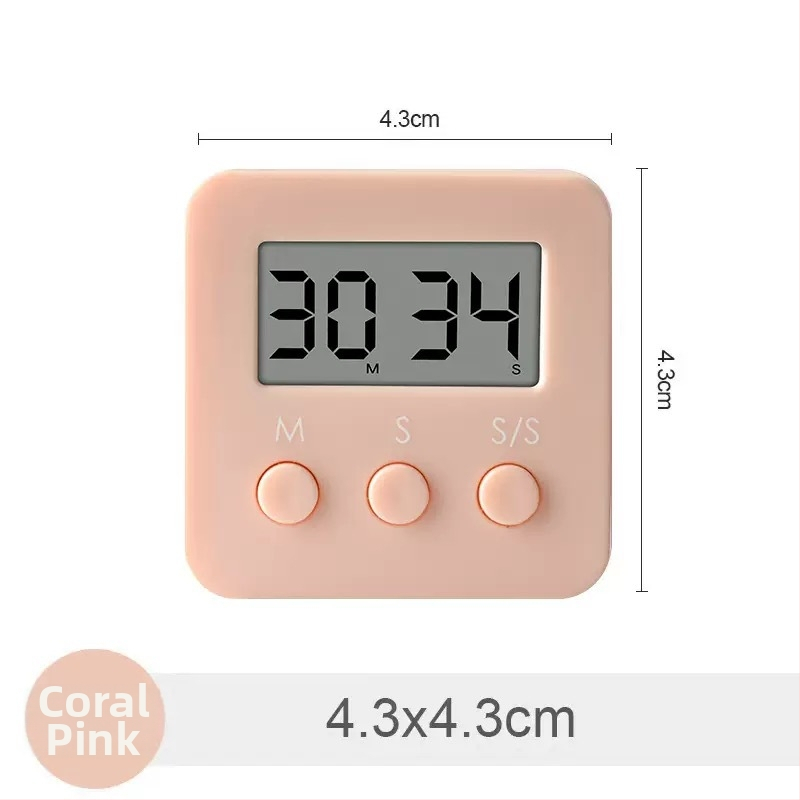 Cronometru electronic cu alarmă - dreptunghiular, alimentat cu baterii, ecran LED, carcasă din plastic, pentru studiu, birou și bucătărie