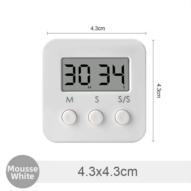 Cronometru electronic cu alarmă - dreptunghiular, alimentat cu baterii, ecran LED, carcasă din plastic, pentru studiu, birou și bucătărie