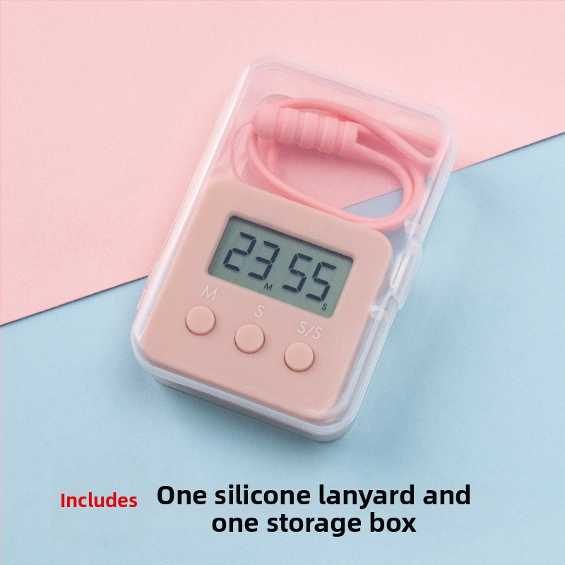 Cronometru electronic cu alarmă - dreptunghiular, alimentat cu baterii, ecran LED, carcasă din plastic, pentru studiu, birou și bucătărie