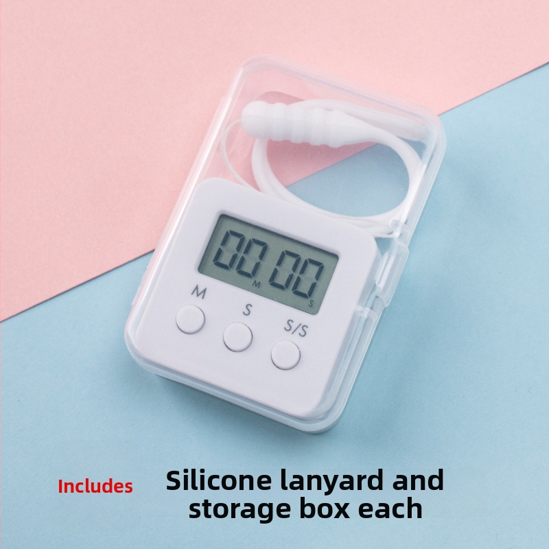 Cronometru electronic cu alarmă - dreptunghiular, alimentat cu baterii, ecran LED, carcasă din plastic, pentru studiu, birou și bucătărie