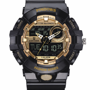 Ceas sport de exterior pentru bărbați, afișaj analog-digital cu ecran dual, mișcare electronică, rezistență la apă 50m, iluminare nocturnă, curea TPU