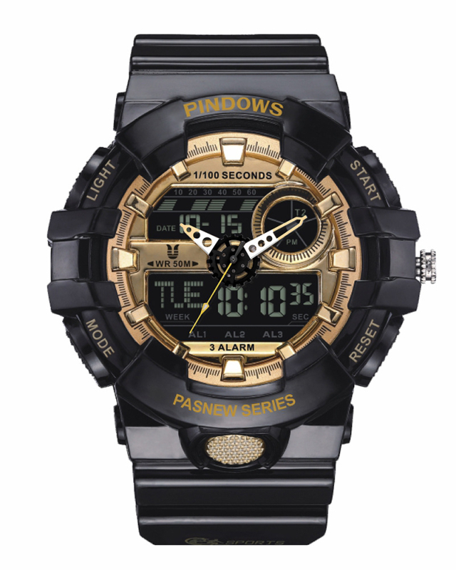 Ceas sport de exterior pentru bărbați, afișaj analog-digital cu ecran dual, mișcare electronică, rezistență la apă 50m, iluminare nocturnă, curea TPU