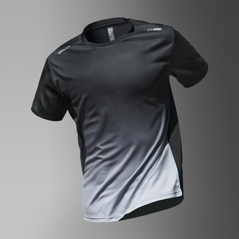 Tricou sport masculin din poliester, croi lejer, mâneci scurte, guler rotund