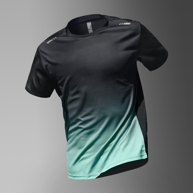 Tricou sport masculin din poliester, croi lejer, mâneci scurte, guler rotund