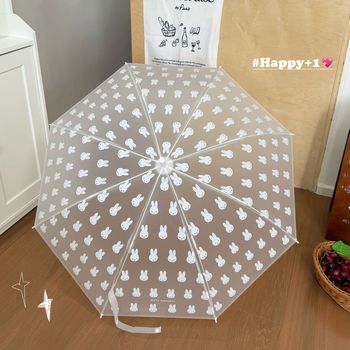 Umbrelă Miffy pentru adulți, cu schelet din fier având 8 nervuri, mâner din fier, pânză din plastic, deschidere și închidere manuală