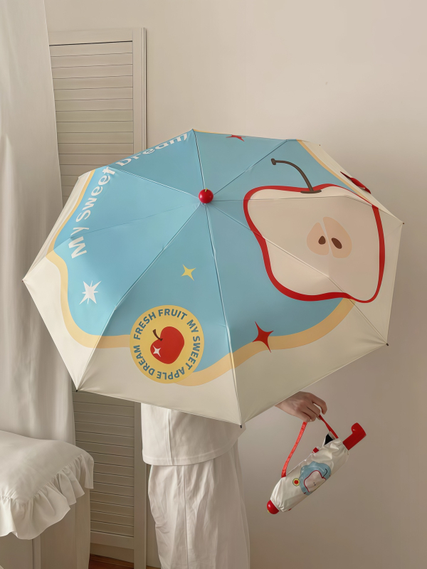 Umbrelă Miffy pentru adulți, cu schelet din fier având 8 nervuri, mâner din fier, pânză din plastic, deschidere și închidere manuală