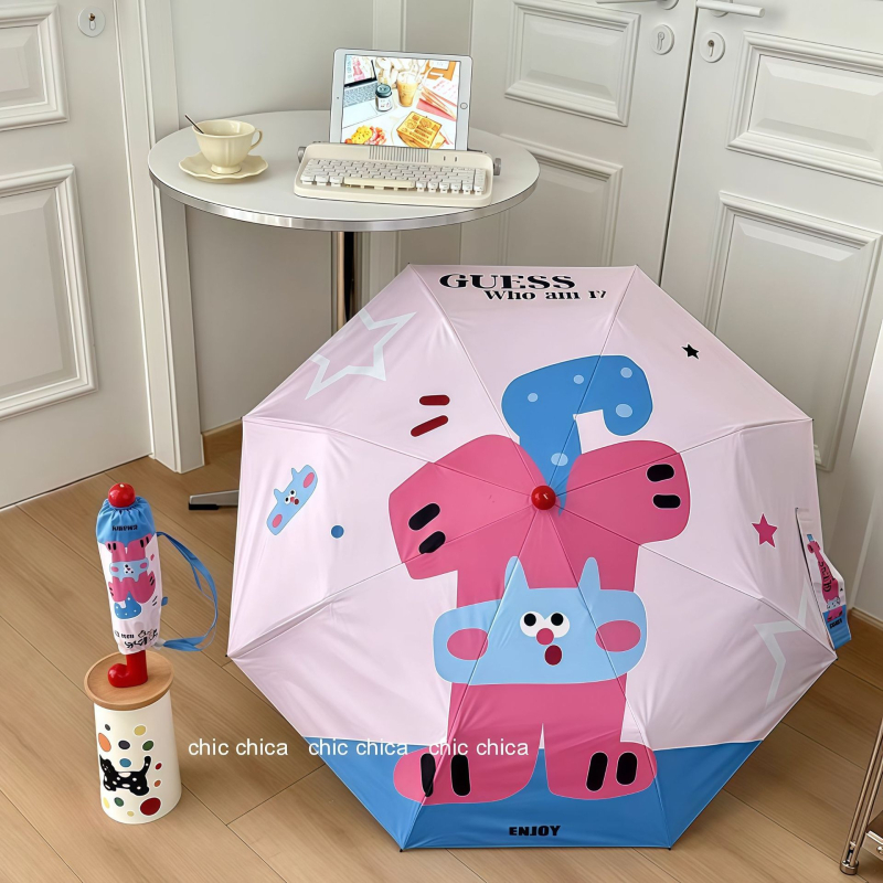 Umbrelă Miffy pentru adulți, cu schelet din fier având 8 nervuri, mâner din fier, pânză din plastic, deschidere și închidere manuală