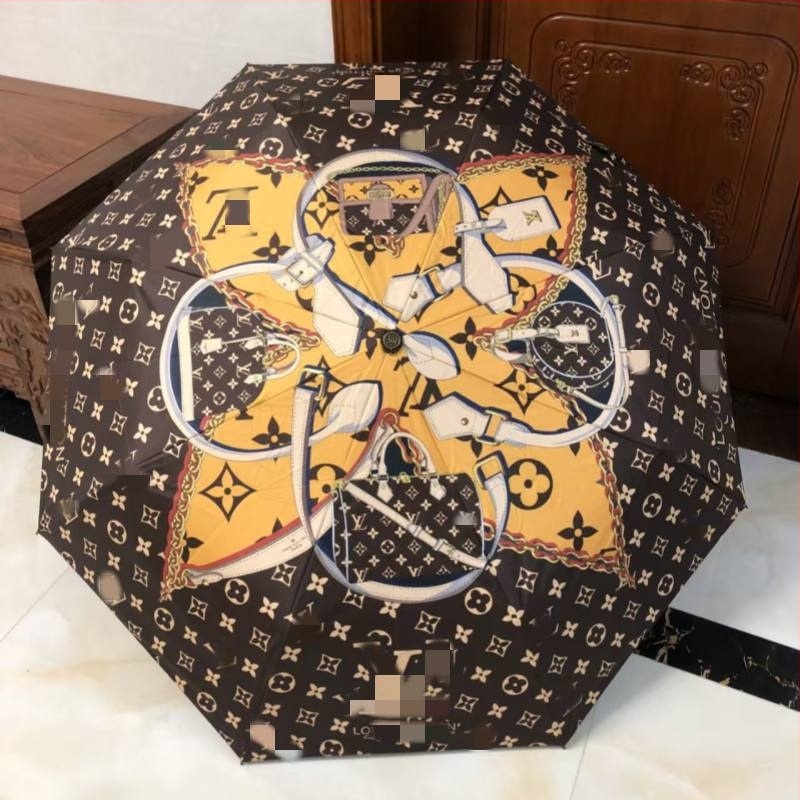 Umbrelă pentru ploaie și soare, pliabilă, automată, model carouri, UPF peste 40, 8 spițe, țesătură poliester 190T, ax din oțel, mâner din lemn