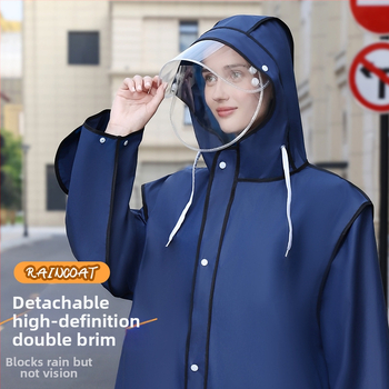 Poncă de ploaie pentru adulți cu glugă și margine dublă — țesătură EVA, protecție completă a corpului pentru ciclism și drumeții