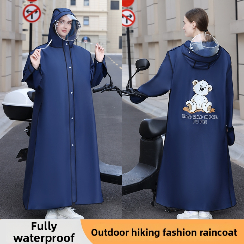 Poncă de ploaie pentru adulți cu glugă și margine dublă — țesătură EVA, protecție completă a corpului pentru ciclism și drumeții