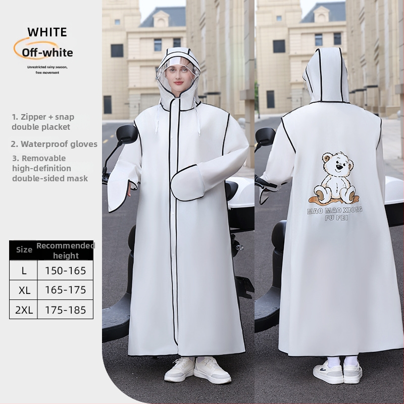 Poncă de ploaie pentru adulți cu glugă și margine dublă — țesătură EVA, protecție completă a corpului pentru ciclism și drumeții