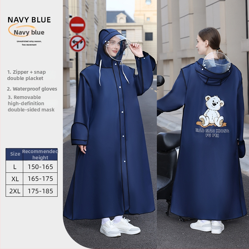 Poncă de ploaie pentru adulți cu glugă și margine dublă — țesătură EVA, protecție completă a corpului pentru ciclism și drumeții