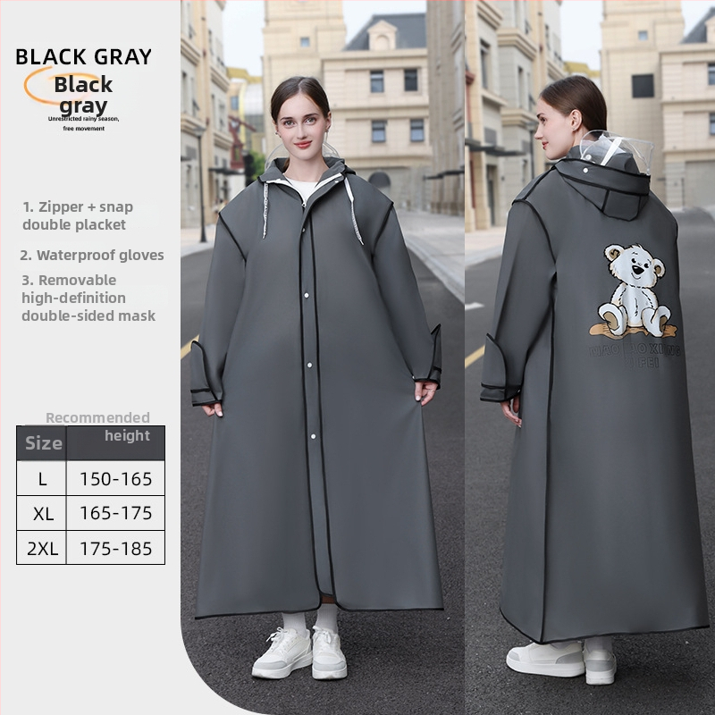 Poncă de ploaie pentru adulți cu glugă și margine dublă — țesătură EVA, protecție completă a corpului pentru ciclism și drumeții