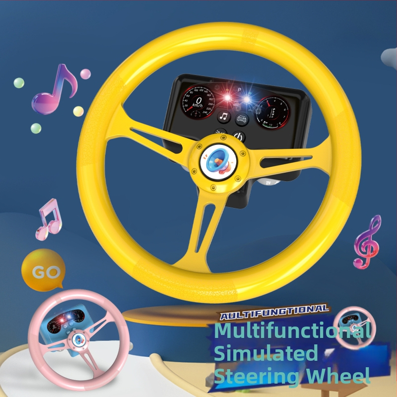 Volan de jucărie cu lumini pentru copii - simulare de conducere cu muzică/voce, plastic, alimentare cu baterii, memorie până la 1 GB, vârsta 4-6 ani