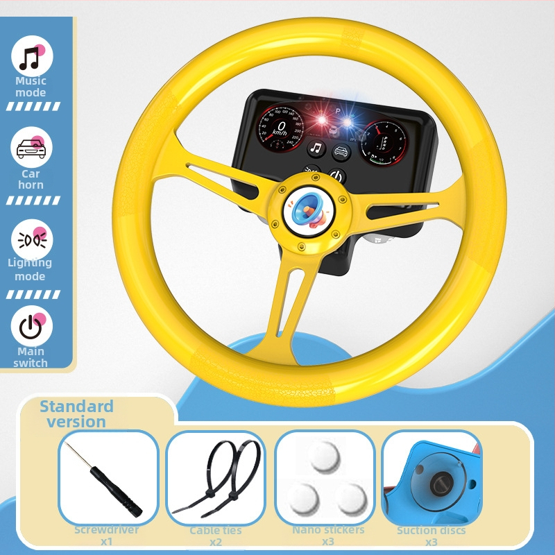 Volan de jucărie cu lumini pentru copii - simulare de conducere cu muzică/voce, plastic, alimentare cu baterii, memorie până la 1 GB, vârsta 4-6 ani