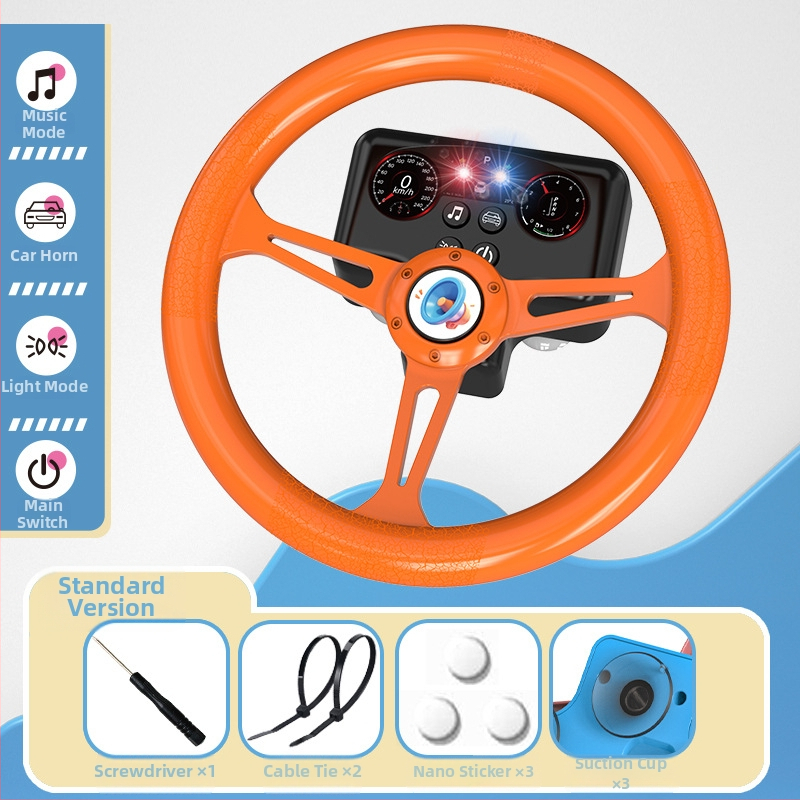 Volan de jucărie cu lumini pentru copii - simulare de conducere cu muzică/voce, plastic, alimentare cu baterii, memorie până la 1 GB, vârsta 4-6 ani