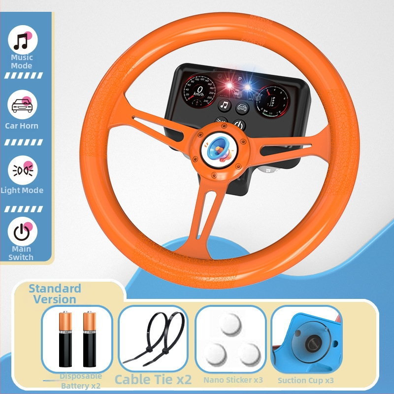 Volan de jucărie cu lumini pentru copii - simulare de conducere cu muzică/voce, plastic, alimentare cu baterii, memorie până la 1 GB, vârsta 4-6 ani
