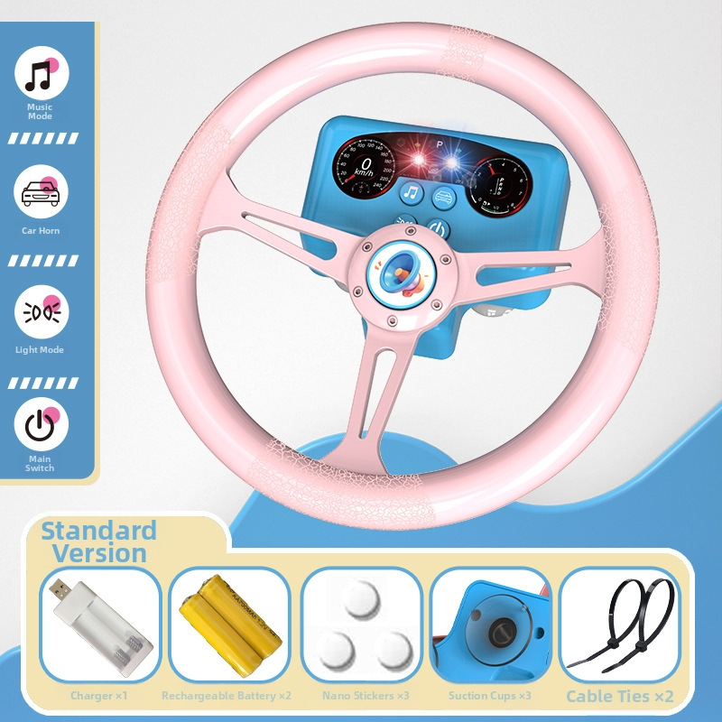 Volan de jucărie cu lumini pentru copii - simulare de conducere cu muzică/voce, plastic, alimentare cu baterii, memorie până la 1 GB, vârsta 4-6 ani