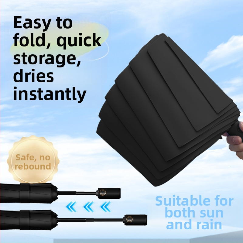 Umbrelă pentru elevi, all-weather, automată, cu deschidere/închidere automată, 8 arce din oțel, design tri-fold, rezistentă și portabilă, UPF >50