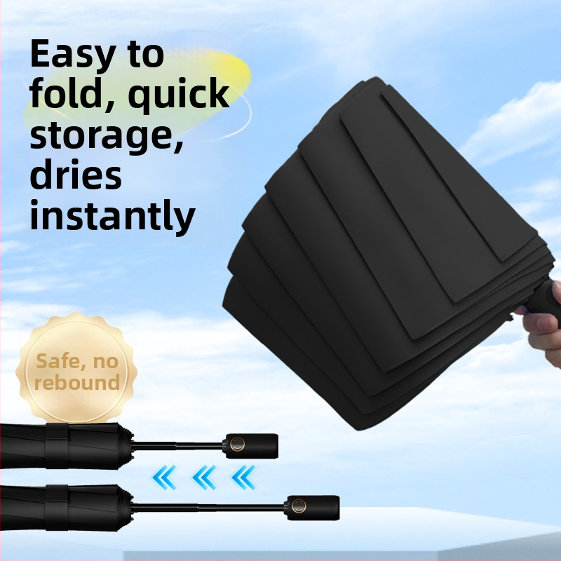 Umbrelă pentru elevi, all-weather, automată, cu deschidere/închidere automată, 8 arce din oțel, design tri-fold, rezistentă și portabilă, UPF >50