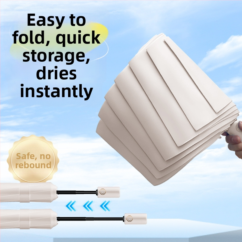 Umbrelă pentru elevi, all-weather, automată, cu deschidere/închidere automată, 8 arce din oțel, design tri-fold, rezistentă și portabilă, UPF >50