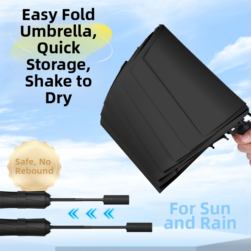 Umbrelă pentru elevi, all-weather, automată, cu deschidere/închidere automată, 8 arce din oțel, design tri-fold, rezistentă și portabilă, UPF >50