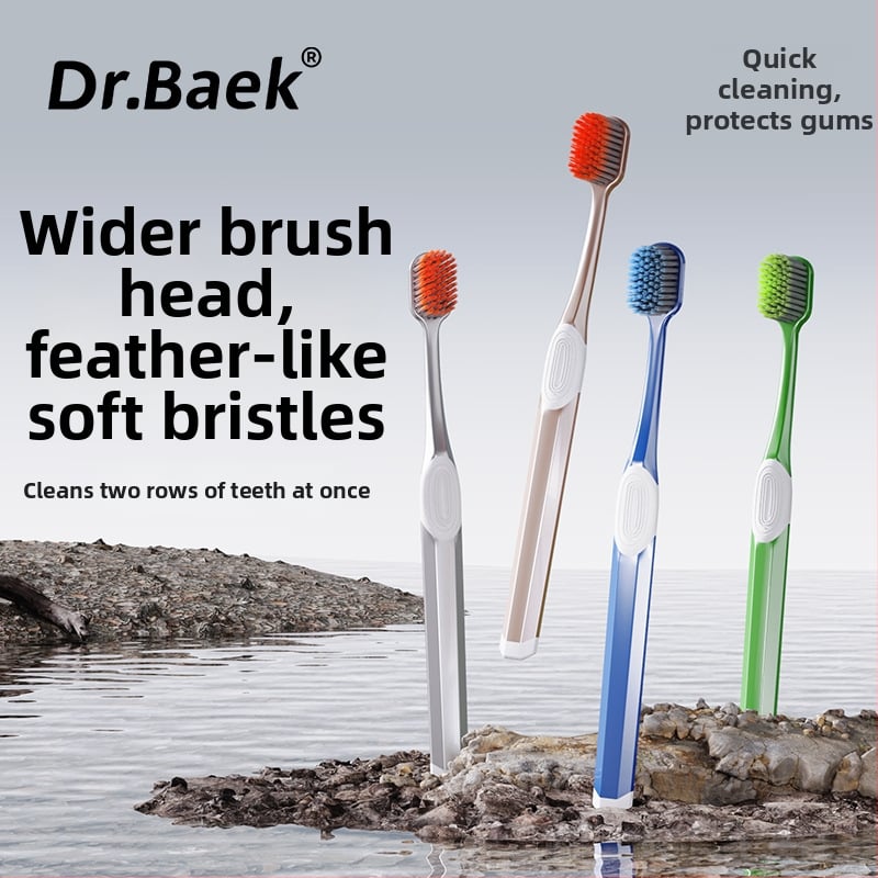 Perie de dinți manuală cu peri moi, pachet de 4, KR051, pentru adulți, protecția gingiilor