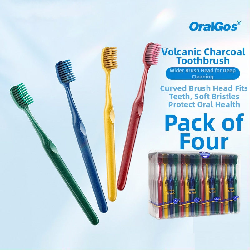 Perie de dinți manuală cu peri moi, pachet de 4, KR051, pentru adulți, protecția gingiilor