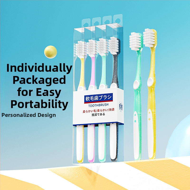 Perie de dinți manuală cu peri moi, pachet de 4, KR051, pentru adulți, protecția gingiilor