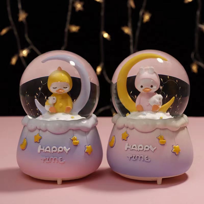 Crtić od smole kristalna kugla sa svjetlećom glazbenom kutijom – dekorativni ukras