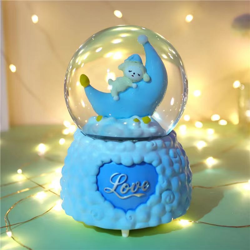 Crtić od smole kristalna kugla sa svjetlećom glazbenom kutijom – dekorativni ukras