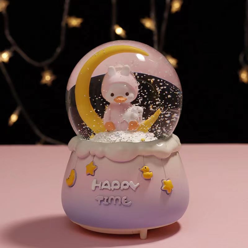 Crtić od smole kristalna kugla sa svjetlećom glazbenom kutijom – dekorativni ukras