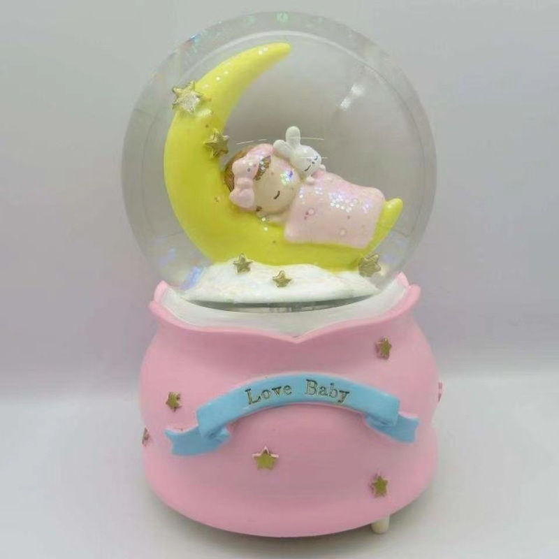 Crtić od smole kristalna kugla sa svjetlećom glazbenom kutijom – dekorativni ukras