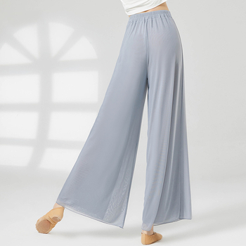 Pantaloni de dans cu panouri din plasă, croială dreaptă modernă, material poliester, pentru femei adulte, toamnă