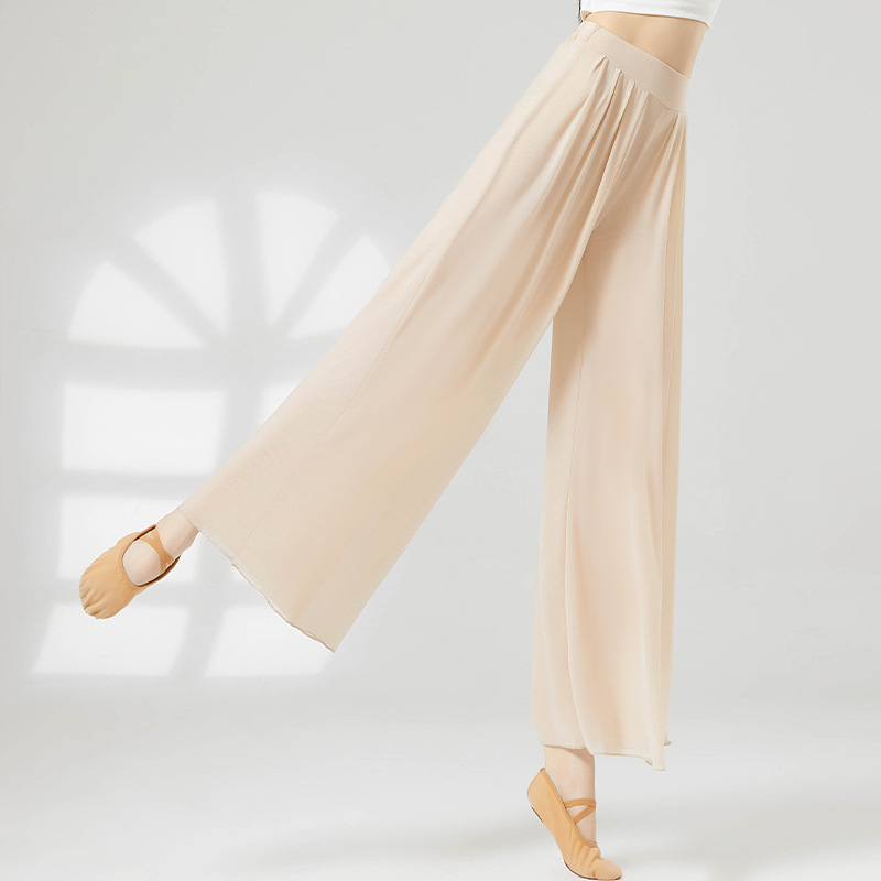 Pantaloni de dans cu panouri din plasă, croială dreaptă modernă, material poliester, pentru femei adulte, toamnă