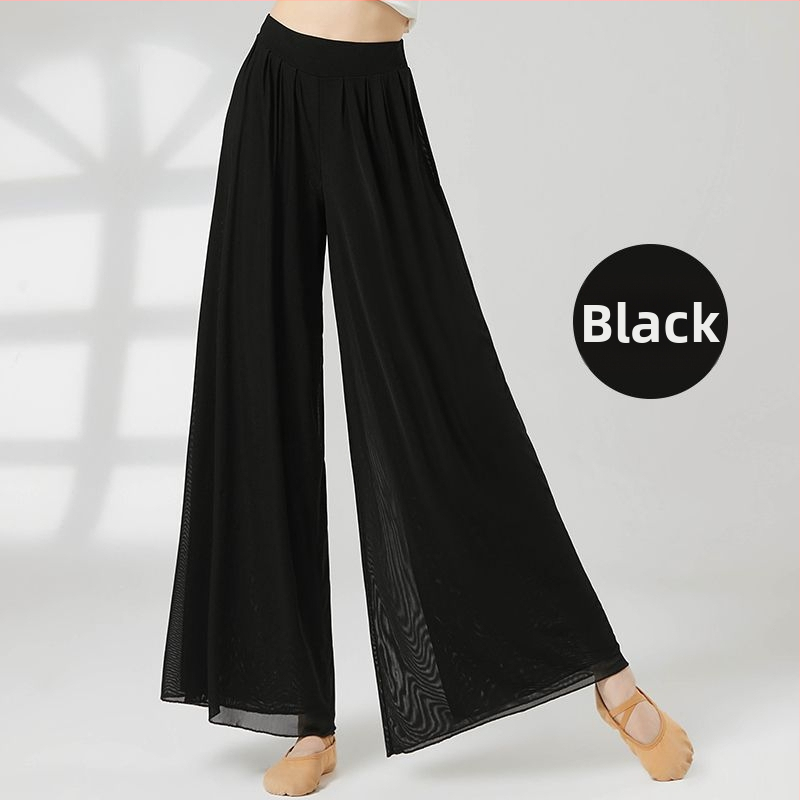 Pantaloni de dans cu panouri din plasă, croială dreaptă modernă, material poliester, pentru femei adulte, toamnă