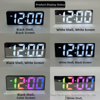 Ρολόι αφύπνισης για σαλόνι με οθόνη LED, θερμόμετρο, ημερολόγιο, νυχτερινό φως και αθόρυβη λειτουργία