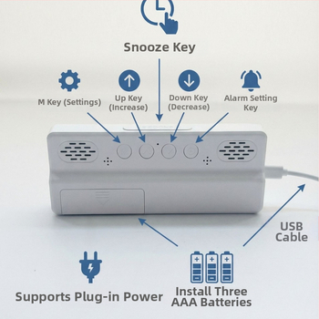 Ρολόι αφύπνισης για σαλόνι με οθόνη LED, θερμόμετρο, ημερολόγιο, νυχτερινό φως και αθόρυβη λειτουργία